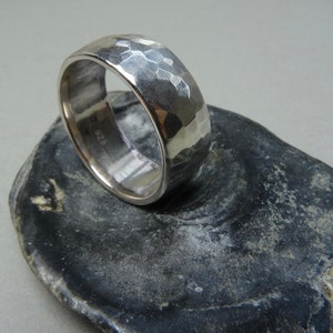 Fair trade wedding rings, silver 953, strong hammer blow image 3