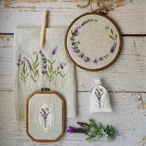 Embroidery files set lavender with bee