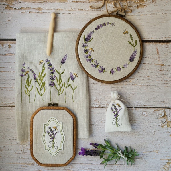 Stickdateien Set Lavendel mit Biene