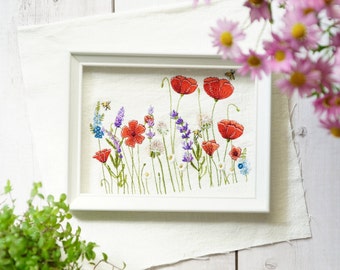 Embroidery file flower meadow for the 13 x 18 frame