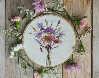 Embroidery Wildflower Bouquet for mid hoop size