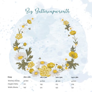 Embroidery file Big Buttercup Wreath image 6