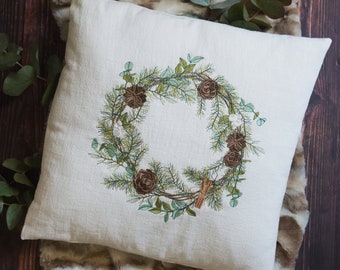 Embroidery file large fir wreath