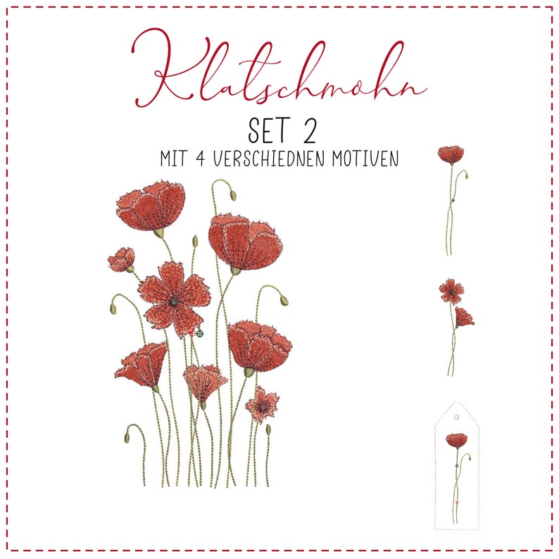 Embroidery files set poppy meadow image 8