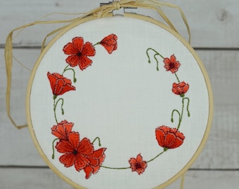Embroidery files set poppy wreath