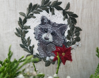 Embroidery file Raccoon FSL free standing lace from the series Forest Children