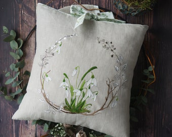 Embroidery file set Large snowdrop wreath and 3 small snowdrops