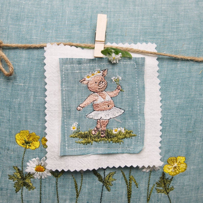 Embroidery file piggy ballerina image 1