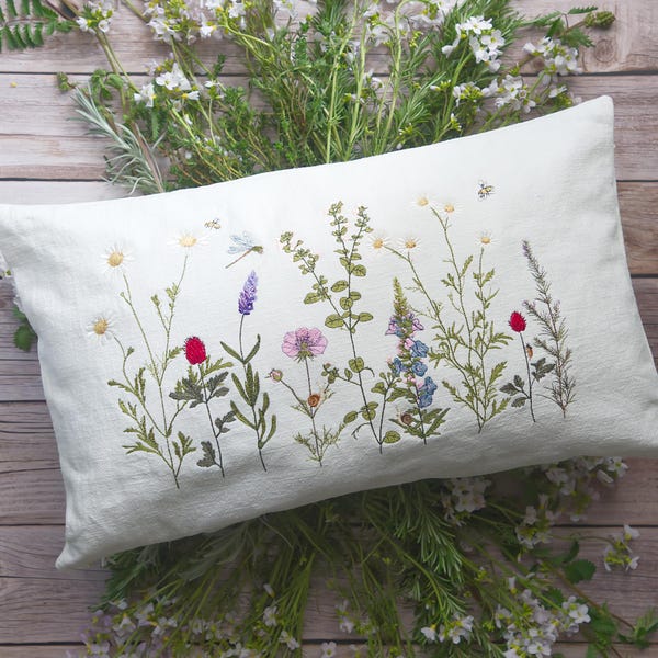 Embroidery file herb meadow for large hoops