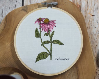 Stickdatei Botanische Zeichnung Echinacea 10x10 cm