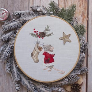 Broderimapp med strumpa för broderimaskin, julmotiv 13 x 18 cm, maskinbroderi för omedelbar nedladdning