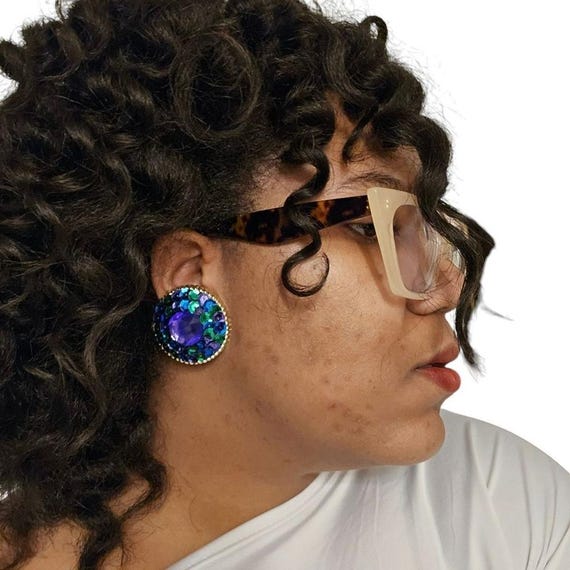 Large/Chunky Round Multicolored Sequin & Rhinesto… - image 4