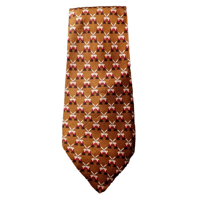 Rare Vintage Gucci Collector Brown Silk Tie in a Pistol Patterned Design image 2