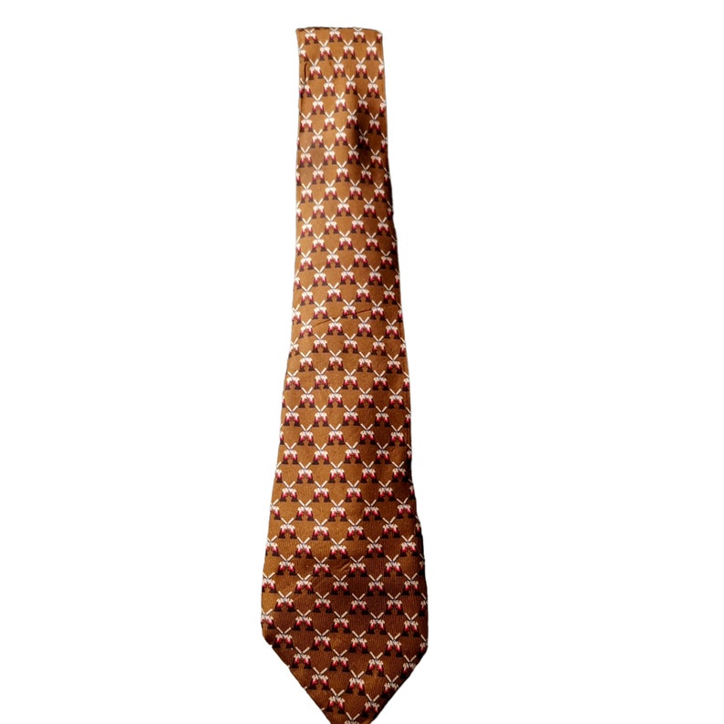 Rare Vintage Gucci Collector Brown Silk Tie in a Pistol Patterned Design image 3