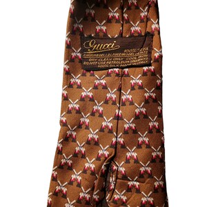 Rare Vintage Gucci Collector Brown Silk Tie in a Pistol Patterned Design image 5