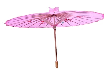 Vintage Pink Silk Hand Painted Umbrella/Parasol