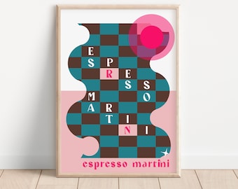 Espresso Martini Cocktail Print, Home Bar, Kitchen, Retro Alcohol Gift, Unframed Poster Print, Home Decor, Bar Wall Art, Cocktail Art Poster