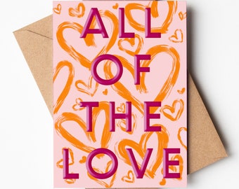 A6 Card | Love Card | Engagement | Wedding | Anniversary | Lovers Card | Pink and Orange | Pink Stationairy |