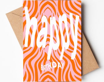 A6 | Happy Birthday Card / Fun Birthday Card / Abstract Birthday Card / Colourful Birthday Card For Her / Modern Cards | Leopard Print Card