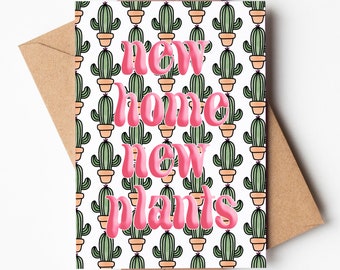 A6 Card | Flower Design | New Home Card | New Home New Plants | Botanical | Cactus Card | Cacti Pattern | Plants Card | Moving House Card