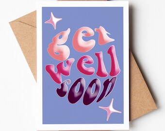 A6 Card | Get Well Soon | Sympathy Card | Best Wishes | Greetings Cards | Typography Art | Typography Cards | Retro Style Card | Modern Card