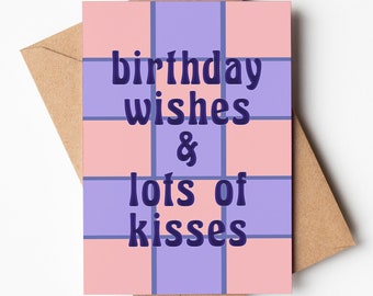 A6 Card | Checkerboard Design | Check Pattern | Funny Birthday Card | Beautiful Birthday Card | Birthday Wishes | Purple Birthday Card
