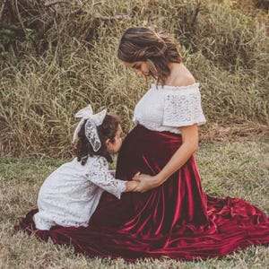 Burgundy luxurious stretch velvet skirt, maternity skirt, flowy maxi skirt,  whimsical women skirt, photo shoot dress