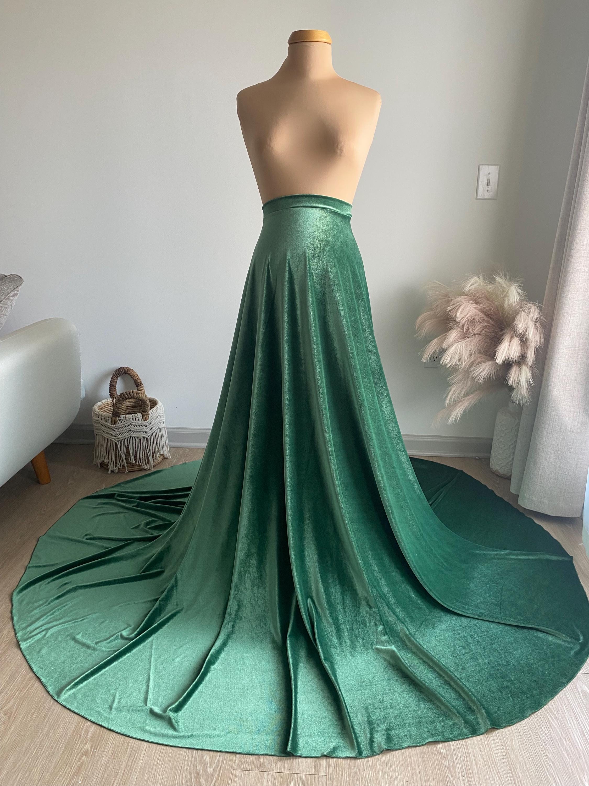 Forest Green Luxurious Stretch Velvet Skirt, Maternity Skirt
