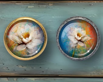 Lotus - Drawer Knobs Pulls Handles Dome Cabochon Knob Handmade Knob Drawer Knobs Dresser Pulls Knobs Handles Cabinet Pull Furniture Hardware