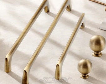 Antique Brass Cabinet Pulls Handles Knob Vintage Dresser Handles Solid Brass Drawer Pulls Aged Brass Wardrobe Handles Pulls Cabinet Hardware