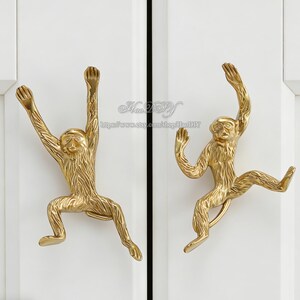 Gałki Mosiężne Monkey Gałki Uchwyty do szafek Gałki do szuflad Uchwyty do komód Uchwyty do szafek kuchennych Uchwyty Uchwyty do szafek Okucia meblowe zdjęcie 3