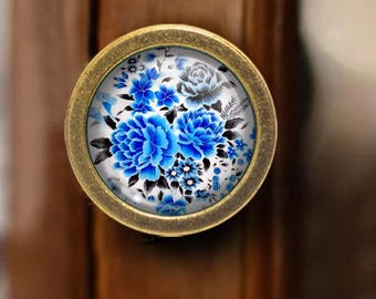 Flower - Drawer Knobs Pulls Handles Dome Cabochon Knob Handmade Knob Drawer Knob Dresser Pull Knobs Handles Cabinet Pull Hardware