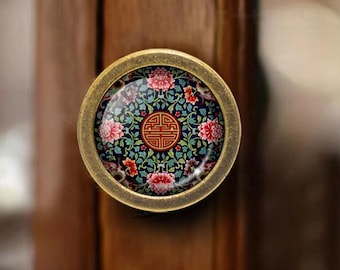 Fleur - Boutons de tiroir Poignées Dôme Cabochon Bouton fait main Bouton de tiroir Boutons de commode Poignées Quincaillerie pour armoire