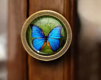 Butterfly - Drawer Knobs Pulls Handles Dome Cabochon Knob Handmade Knob Drawer Knob Dresser Pull Knobs Handles Cabinet Pull Hardware