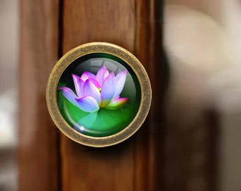 Fleur - Boutons de tiroir Poignées Dôme Cabochon Bouton fait main Bouton de tiroir Boutons de commode Poignées Quincaillerie pour armoire