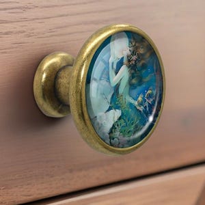 Mermaid - Drawer Knobs Pulls Handles Dome Cabochon Knob Handmade Knob Drawer Knob Dresser Pull Knobs Handles Cabinet Pull Hardware