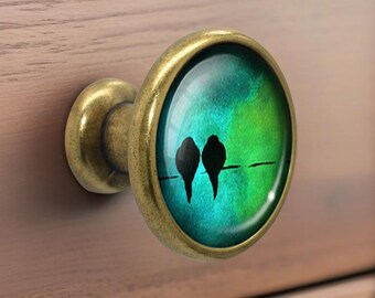 Bird - Drawer Knobs Pulls Handles Dome Cabochon Knob Handmade Knob Drawer Knob Dresser Pull Knobs Handles Cabinet Pull Hardware