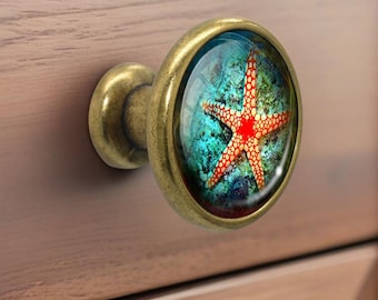 Starfish - Drawer Knobs Pulls Handles Dome Cabochon Knobs Handmade Knobs Drawer Knobs Dresser Pulls Knobs Handles Cabinet Pull Hardware