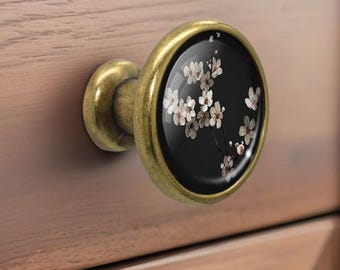 Flower - Drawer Knobs Pulls Handles Dome Cabochon Knob Handmade Knob Drawer Knob Dresser Pull Knobs Handles Cabinet Pull Hardware