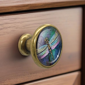 Dragonfly - Drawer Knobs Pulls Handles Dome Cabochon Knob Handmade Knob Drawer Knob Dresser Pull Knobs Handles Cabinet Pull Hardware