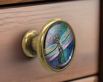 Dragonfly - ladeknoppen trekt handgrepen koepel cabochon knop handgemaakte knop lade knop dressoir pull knoppen handgrepen kabinet pull hardware