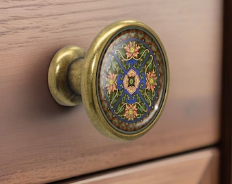 Fleur - Boutons de tiroir Poignées Dôme Cabochon Bouton fait main Bouton de tiroir Boutons de commode Poignées Quincaillerie pour armoire