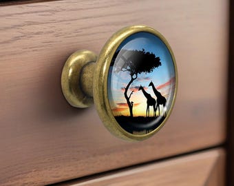 Giraffe - Drawer Knobs Pulls Handles Dome Cabochon Knob Handmade Knob Drawer Knob Dresser Pull Knobs Handles Cabinet Pull Hardware