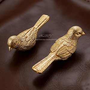 Solid Brass Birds Cabinet Handles Knobs, Bird Dresser knob, Animal Drawer Vintage Knob, DIY Pulls Handle, Cabinet Hardware