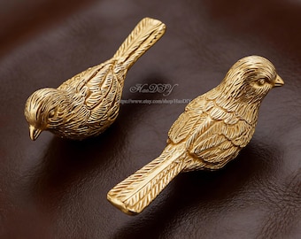 Tiradores y pomos de latón macizo con forma de pájaros para armarios, pomo de cómoda con forma de pájaro, pomo vintage para cajones con forma de animal, tiradores para bricolaje, herrajes para armarios