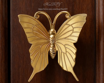 Solid Brass Butterfly Cabinet Handles Knobs, Butterfly Dresser knob, Animal Drawer Vintage Knob, DIY Pulls Handle, Cabinet Hardware