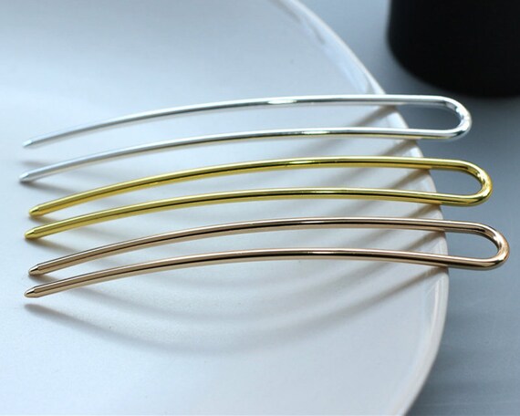 4pcs 14x100mm 18k Gold Plated Silver Plated Curved Hair Etsy