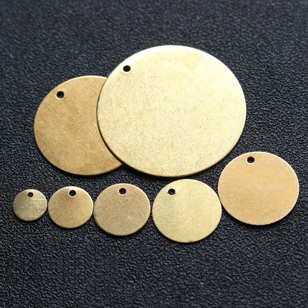 6-30mm  Single Hole Raw Brass Round Disc Charm Pendants,Brass Round Blank,Round Stamping Disc, Disc Charms Links, DIY Raw Brass Finding,134
