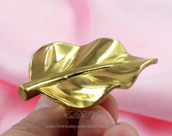 Solid Brass Leaf Cabinet Handles Knobs, Leaf Dresser knob, Leaf Shaped Drawer Vintage Knob, DIY Pulls Handle, Cabinet Hardware