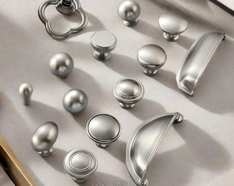 Brushed Satin Nickel Brass Cabinet Pulls Handles Knobs simplicity Dresser Handles Solid Brass Drawer Pulls Wardrobe Pulls Cabinet Hardware